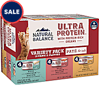 Natural Balance Ultra Protein Chicken, Duck and Salmon Wet Cat Food Pate Variety Pack