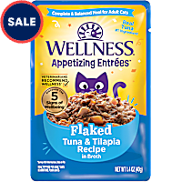 Wellness Appetizing Entrees Flaked Tuna & Tilapia Recipe in Broth Natural Wet Cat Food