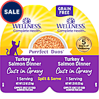 Wellness Complete Health Purrfect Duos Cuts in Gravy Turkey & Salmon Dinner Cat Food