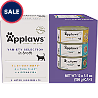 Applaws Limited Ingredient Wet Cat Food, Variety Pack in Broth, Chicken Breast, Tuna Fillet, Ocean Fish