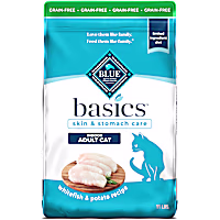 Blue Buffalo Basics Grain-Free Skin & Stomach Care, Limited Ingredient, Whitefish & Potato Recipe Dry Cat Food