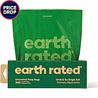 Earth Rated Unscented Leakproof Dog Poop Bags on 1 Grab-and-Go Single Roll