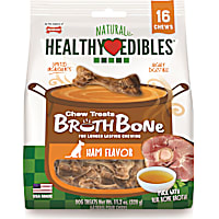Nylabone Healthy Edibles Broth All Natural Made With Real Bone Broth Ham Small Dog Chews