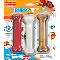 Nylabone Holiday Puppy Starter Kit Chew Toys & Treat Chicken & Bacon