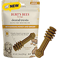 Burt's Bees Peanut Butter w/ Manuka Honey & Ginger, Holistic, Plant-based Oral Care Medium Pets Dental Treats for Dogs