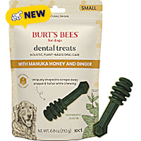 Burt's Bees Peppermint w/ Manuka Honey & Ginger, Holistic, Plant-based Oral Care Small Pets Dental Treats for Dogs