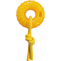 Outward Hound Gummiez Peach Ring 2-in-1 Dental Dog Chew Toy and Dog Treat Stuffer Game Peach Scent for Dogs