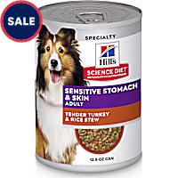 Hill's Science Diet Adult Sensitive Stomach & Sensitive Skin Tender Turkey & Rice Stew Canned Wet Dog Food