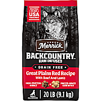 Merrick Backcountry Grain Free Dry Adult Dog Food Kibble with Freeze Dried Raw Pieces, Great Plains Red Recipe