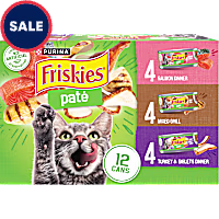Purina Friskies Salmon Dinner, Turkey, Giblets Dinner and Mixed Grill Wet Cat Food Pate Variety Pack