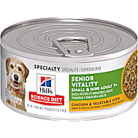 Hill's Science Diet Adult 7+ Senior Vitality Small, Mini Chicken & Vegetable Stew Canned Dog Food