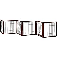 Richell Convertible Elite Pet Gate 6-Panel in Cherry Brown