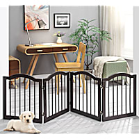 UniPaws Arched Top 4 Panel Dog Gate Espresso Freestanding