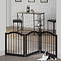 UniPaws Arched Top 3 Panel Dog Gate Espresso Freestanding