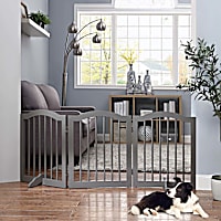 UniPaws Arched Top Freestanding 3 panel Gray Dog Gate