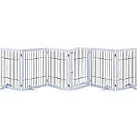 UniPaws 6 Panels Pet White Gate with Wood Frame and Wire bars