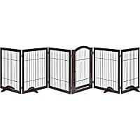UniPaws 6 Panels Pet Espresso Gate with Wood Frame and Wire bars