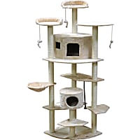 Go Pet Club Classic Beige Cat Tree House Furniture with Sisal Scratching Post