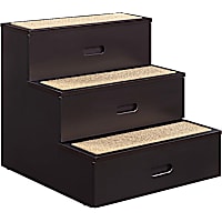 UniPaws 3-Step Pet Stairs in Espresso with Storage