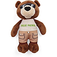 YOULY Started As A Bottle Recycled & Reinvented Treat Patrol Bear Plush Flattie Dog Toy