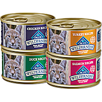 Blue Buffalo Blue Wilderness Natural Chicken, Salmon, Duck & Turkey Adult Pate Variety Pack Wet Cat Food