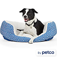 EveryYay Essentials Snooze Fest Blue Tile-Print Round Dog Bed