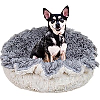 Bessie and Barnie Ultra Plush Siberian Gray/Serenity Ivory Luxury Deluxe Pet Lily Pod Bed