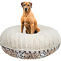 Bessie and Barnie Signature Natural Beauty/Aspen Snow Leopard Luxury Extra Plush Faux Fur Bagel Dog Bed