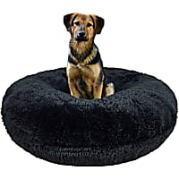 Bessie and Barnie Signature Black Bear Luxury Extra Plush Faux Fur Bagel Dog Bed