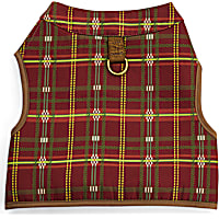 YOULY The Hipster Burgundy Plaid Dog Harness