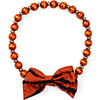 YOULY The Party Animal Bow-Embellished Wood Bead Dog Necklace