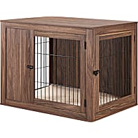 UniPaws Wooden End Table Dog Crate in Walnut