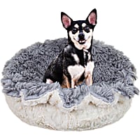 Bessie and Barnie Ultra Plush Siberian Grey/Serenity Ivory Deluxe Shag Pet Lily Pod Bed