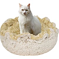 Bessie and Barnie Ultra Plush Blondie/Camel Rose Deluxe Shag Pet Lily Pod Bed