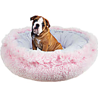 Bessie and Barnie Pink Bubble Gum/Lilac Luxury Shag Ultra Plush Faux Fur Pet Bagelette Bed