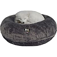 Bessie and Barnie Signature Grey Fox Luxury Extra Plush Faux Fur Bagel Pet Bed