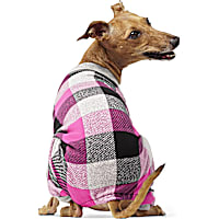 Canada Pooch Frosty Fleece Dog Sweatsuit Pink Plaid