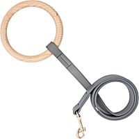 Pet Life Grey 'Ever-Craft' Boutique Series Beechwood and Leather Designer Dog Leash