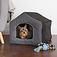 Pet Adobe Gray Cozy Cottage House-Shaped Pet Bed
