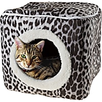 Pet Adobe Gray/Black Animal Print Cave Cat Pet Bed