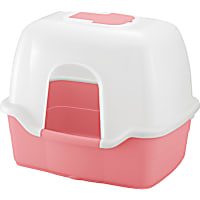 Richell Paw Trax Pink Wide Hooded Cat Litter Box