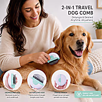 Pet Life 'LYNX' Green 2-in-1 Travel Connecting Grooming Pet Comb and Deshedder