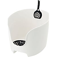 Richell Paw Trax High Wall White/Black Cat Litter Box