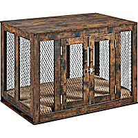 UniPaws RustBrown Black Crate with Tray and Bed for Dogs