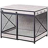UniPaws Grey Chew-Proof Dog Crate with Cushion and Hooks