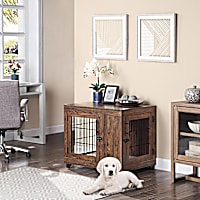 UniPaws Dark Walnut Crate with Double Doors for Dogs