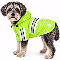 Pet Life Green Reflecta-Glow Reflective Waterproof Adjustable Pvc Pet Raincoat