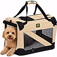 Pet Life Folding Zippered 360 Degree Vista View House Pet Crate in Khaki