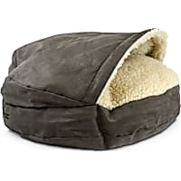 Snoozer Luxury Orthopedic Cozy Cave Pet Bed in Dark Chocolate & Cream