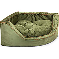 Snoozer Luxury Corner Bed in Olive with Coffee Cording